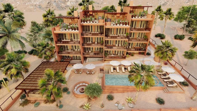 Artist rendering of a two-bedroom condo at Cerritos 2097, Cerritos, Baja California Sur