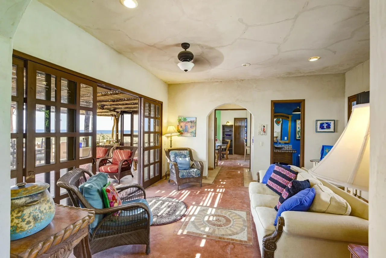 living room at Flora del Mar Ocean View Home in Todos Santos