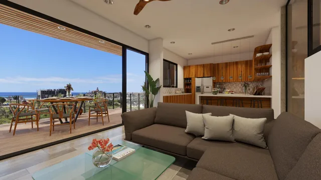 Artist rendering of a two-bedroom condo at Ciudad Cerritos, Cerritos, Baja California Sur