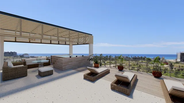 Artist rendering of a two-bedroom condo at Ciudad Cerritos, Cerritos, Baja California Sur