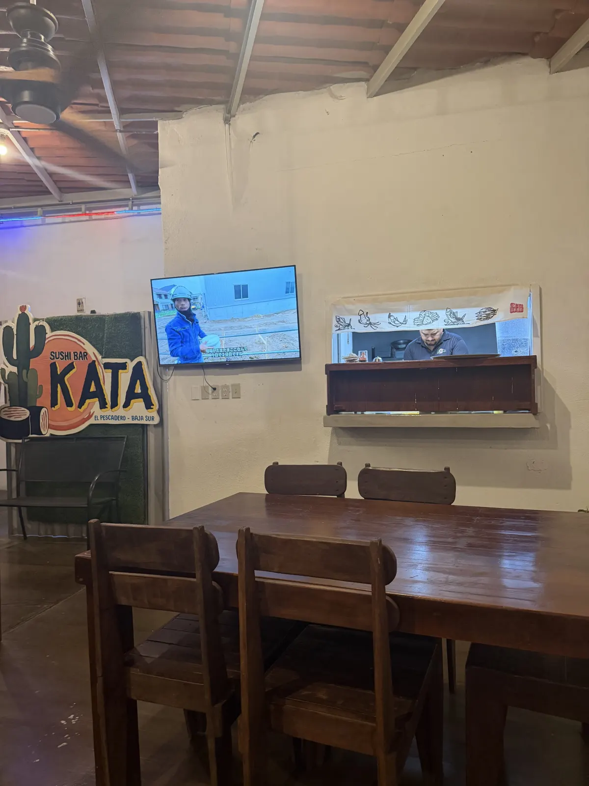 Sushi preparation window inside Sushi Bar Kata